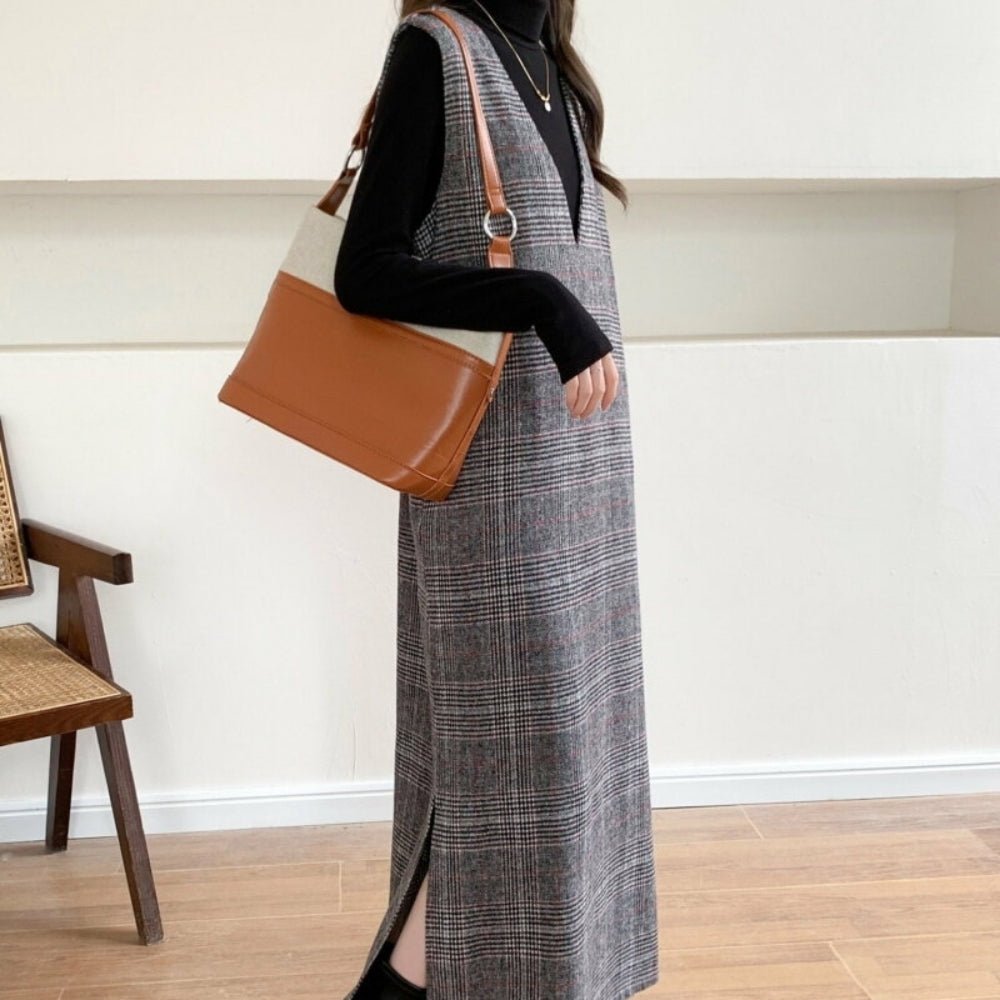 チェック柄ロングジャンパースカート｜オフィスカジュアル レディース 通販【ミレジェネ】