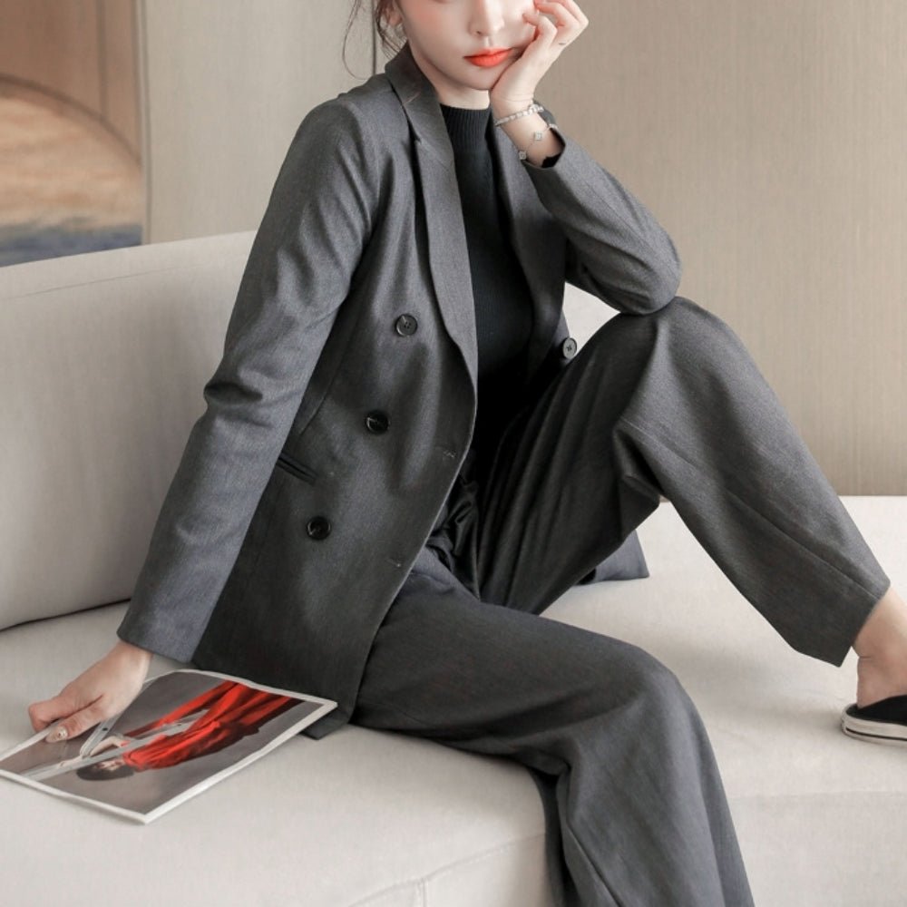 ハイウエストワイドパンツ・ダブルジャケットセットアップ｜オフィスカジュアル レディース 通販【ミレジェネ】