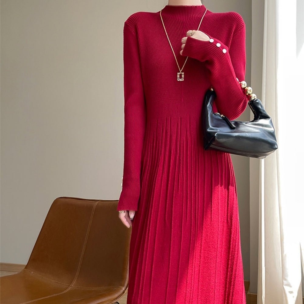 切り替えプリーツニットワンピース｜オフィスカジュアル レディース 通販【ミレジェネ】