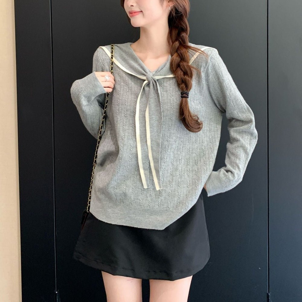 セーラーカラー配色ニット｜オフィスカジュアル レディース 通販【ミレジェネ】