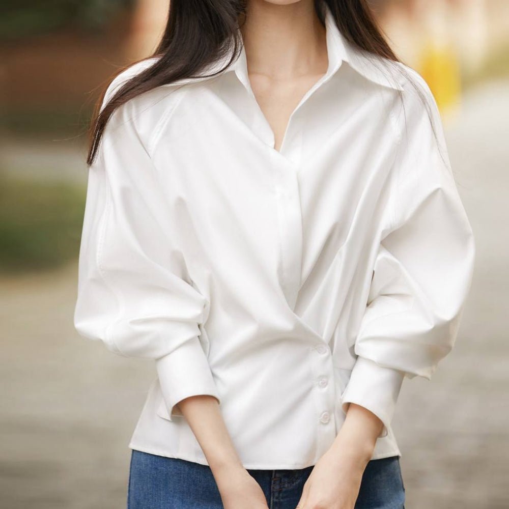 【着痩せ/通勤】ウエストマークレギュラーカラーブラウス [ミレジェネ]｜オフィスカジュアル レディース 通販【ミレジェネ】