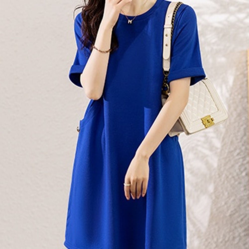 ラウンドカラー半袖ワンピース｜オフィスカジュアル レディース 通販【ミレジェネ】