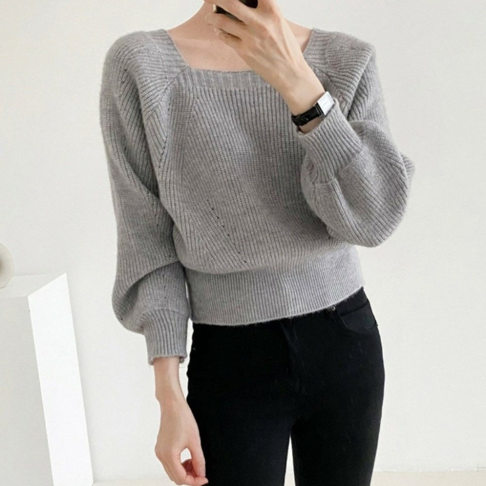 スクエアネックゆったりニットトップス｜オフィスカジュアル レディース 通販【ミレジェネ】