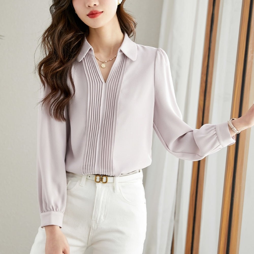 フロントプリーツスキッパーブラウス｜オフィスカジュアル レディース 通販【ミレジェネ】