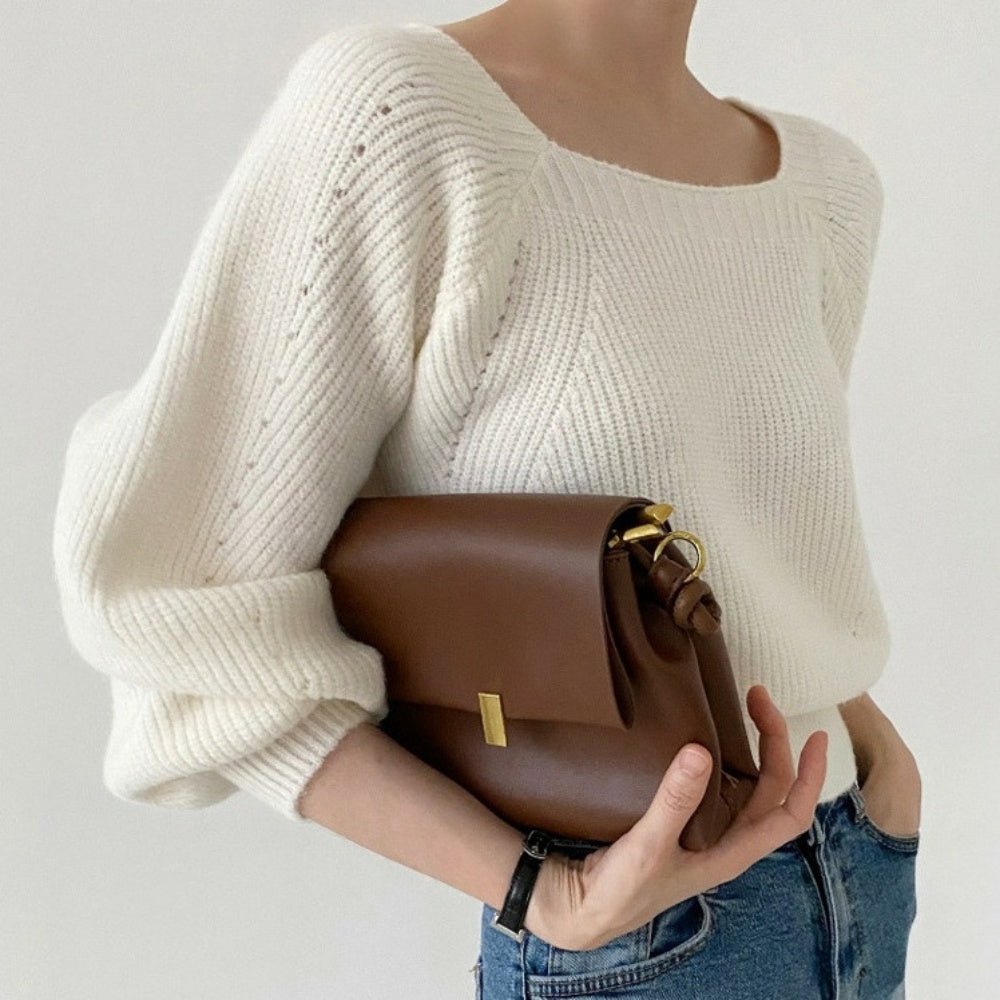 スクエアネックゆったりニットトップス｜オフィスカジュアル レディース 通販【ミレジェネ】