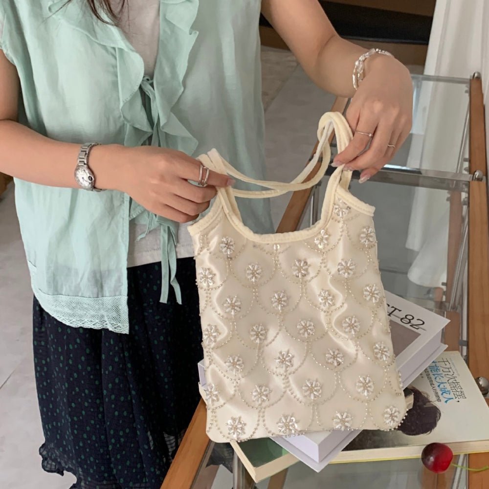 ビーズ刺繍サテントートバッグ｜オフィスカジュアル レディース 通販【ミレジェネ】