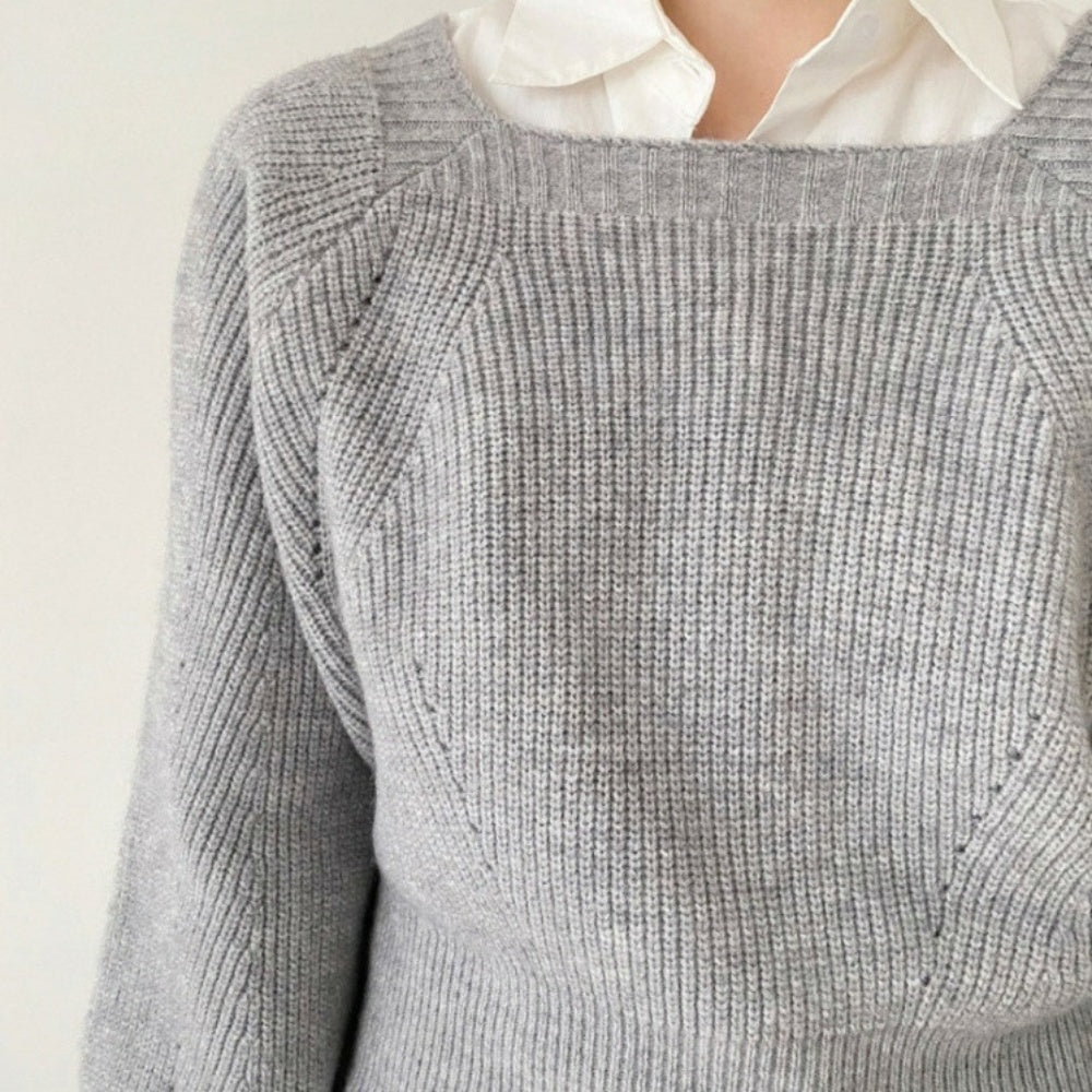 スクエアネックゆったりニットトップス｜オフィスカジュアル レディース 通販【ミレジェネ】