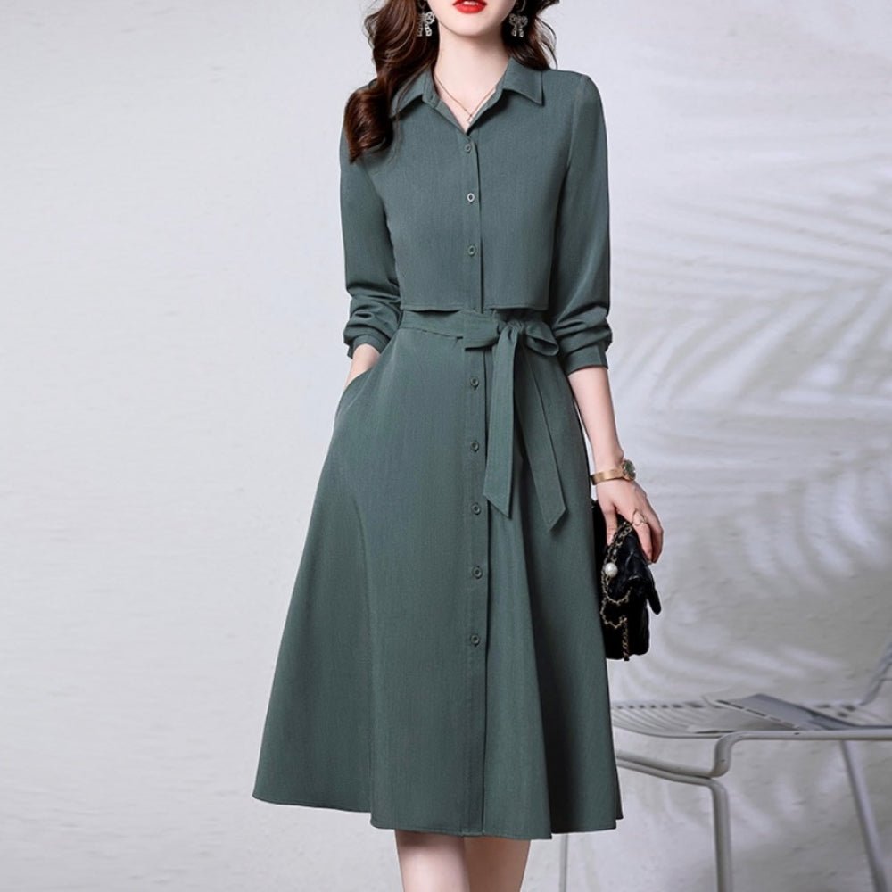 レギュラーカラーブラウスワンピース｜オフィスカジュアル レディース 通販【ミレジェネ】