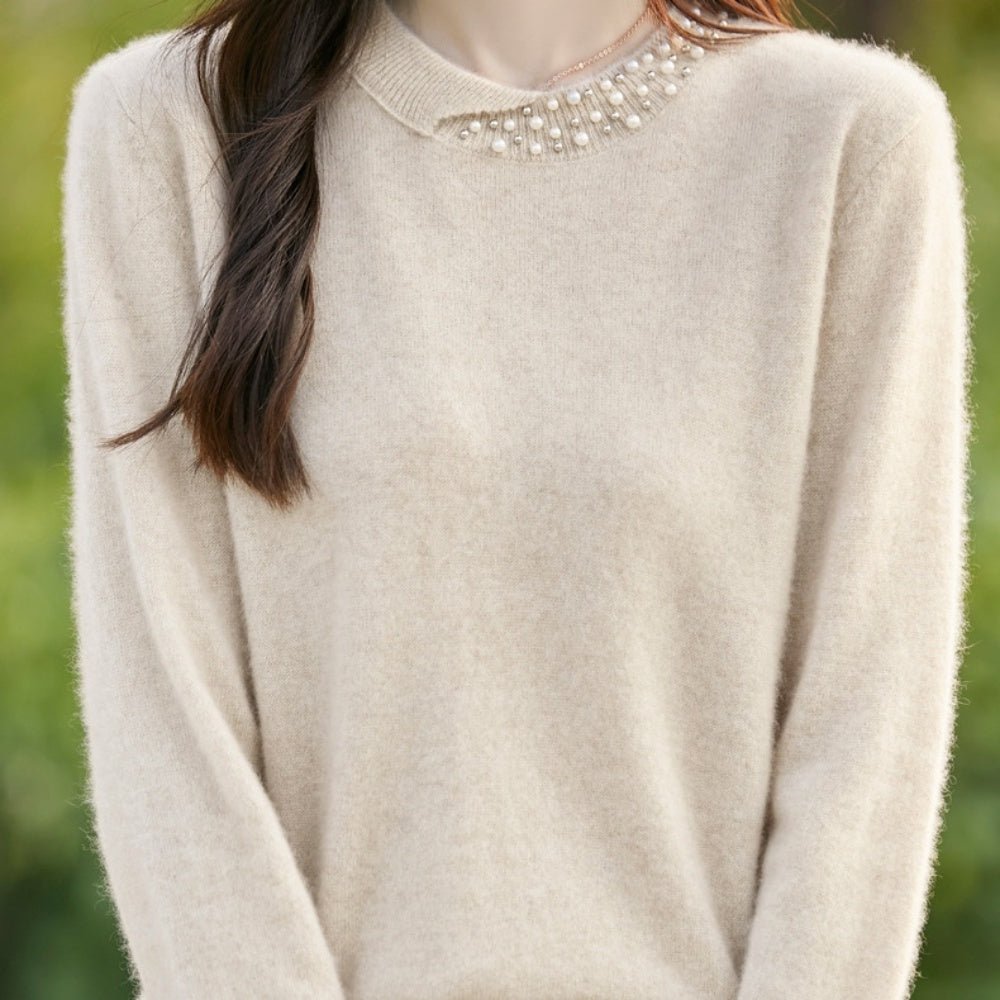 パールビジュー付ニットセーター｜オフィスカジュアル レディース 通販【ミレジェネ】