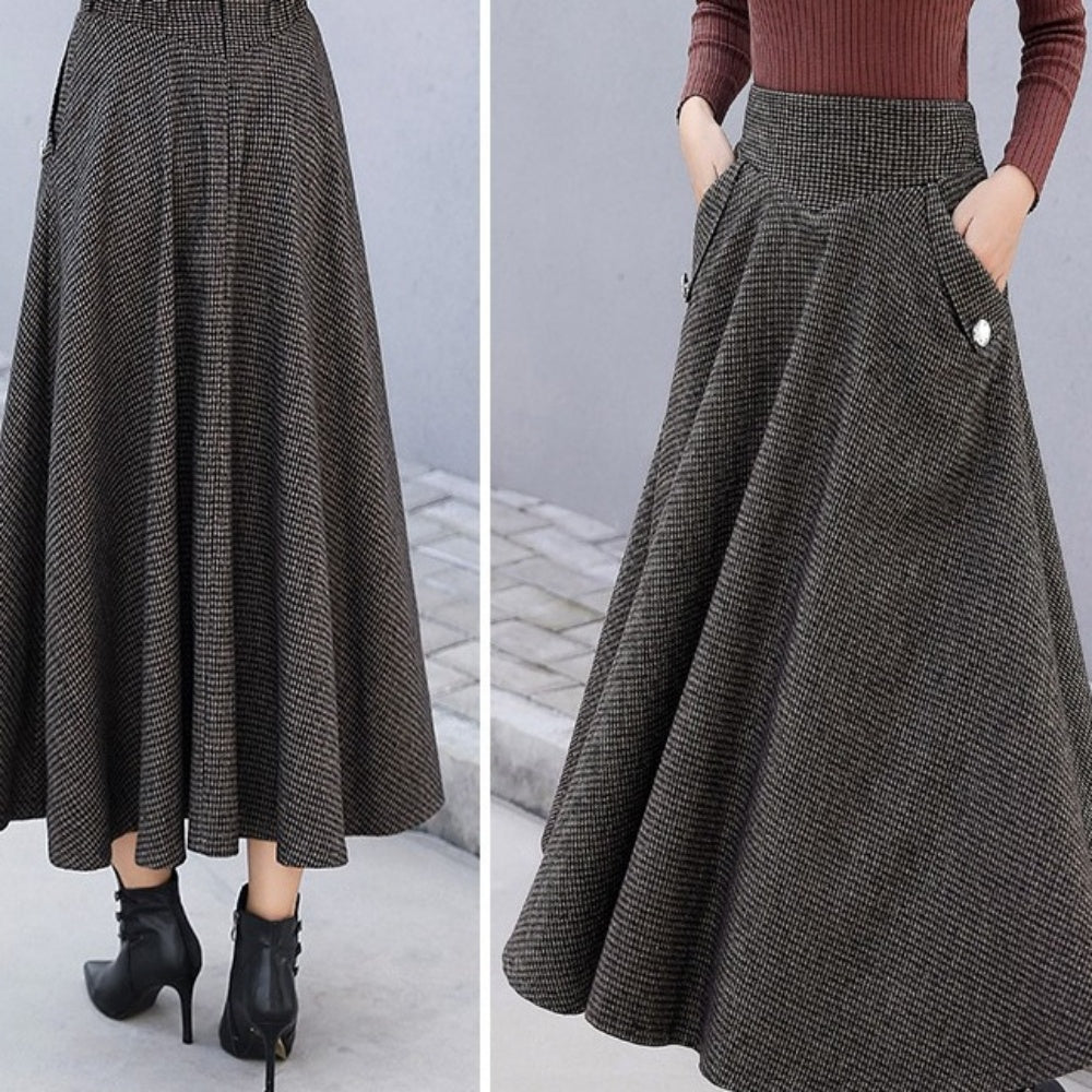千鳥柄ハイウエストスカート｜オフィスカジュアル レディース 通販【ミレジェネ】