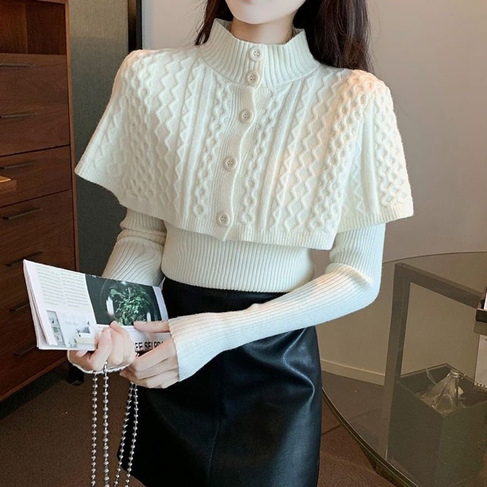 ケーブルニットケープアンサンブル｜オフィスカジュアル レディース 通販【ミレジェネ】