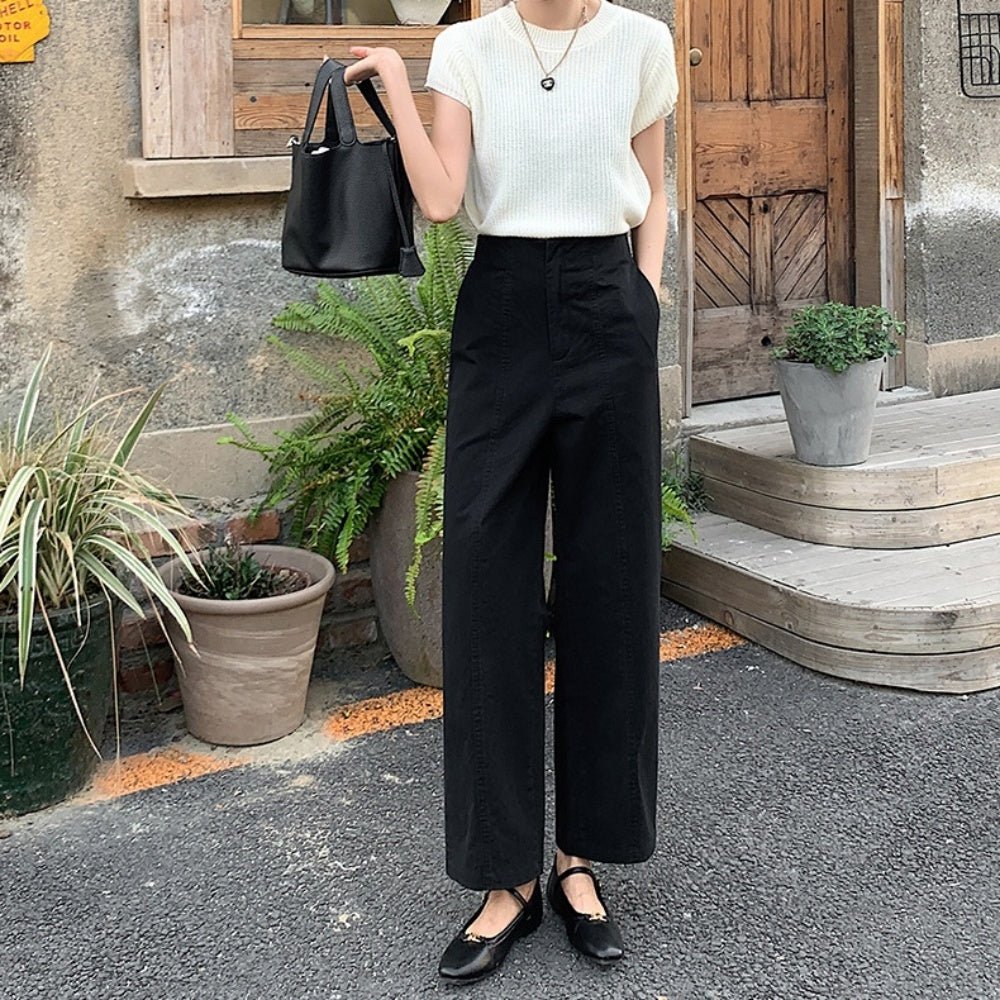 ハイウエストクロップドストレートパンツ｜オフィスカジュアル レディース 通販 Millennial Generation【ミレジェネ】