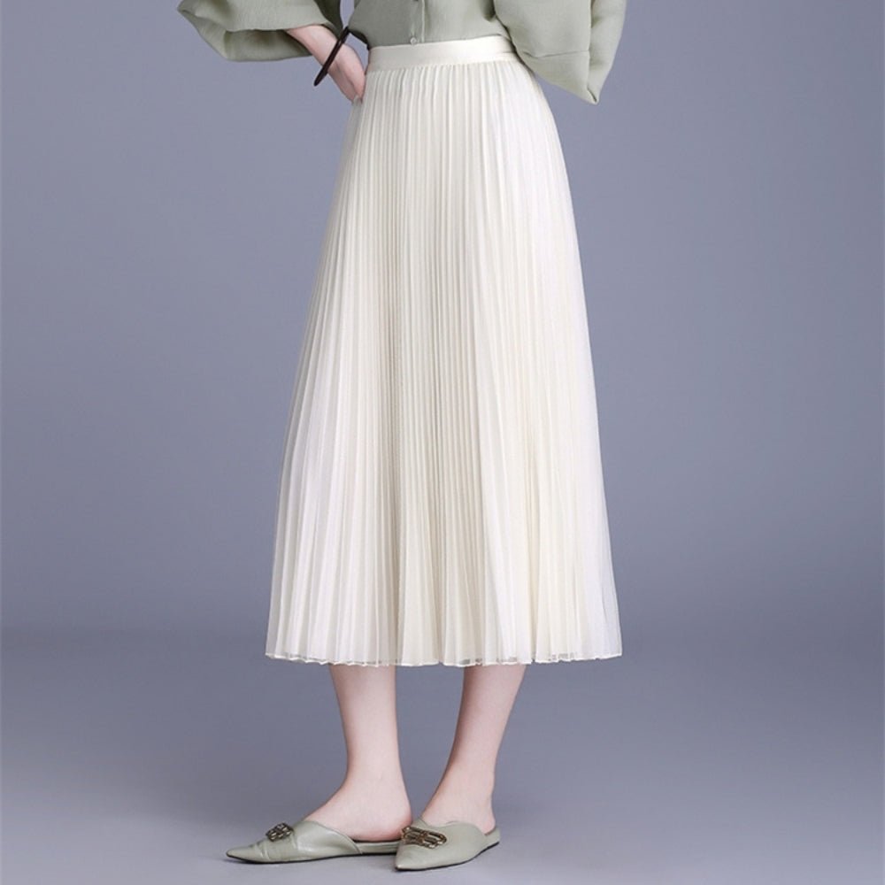 ミモレ丈シフォンプリーツスカート｜オフィスカジュアル レディース 通販【ミレジェネ】