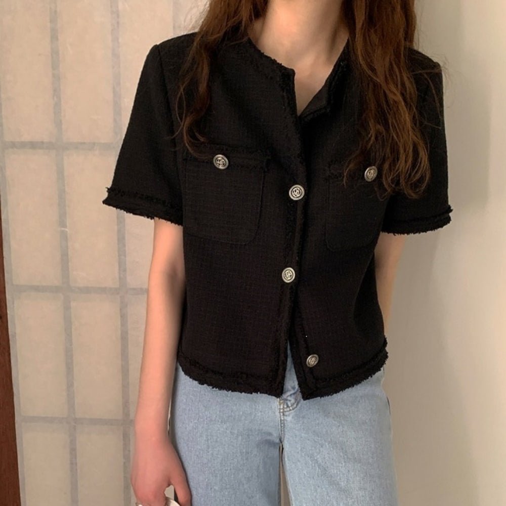 ツイード風半袖ジャケット｜オフィスカジュアル レディース 通販【ミレジェネ】