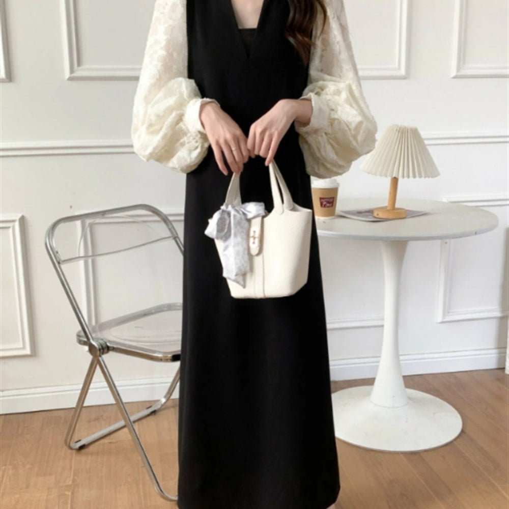 バルーンスリーブストレートラインワンピース｜オフィスカジュアル レディース 通販【ミレジェネ】