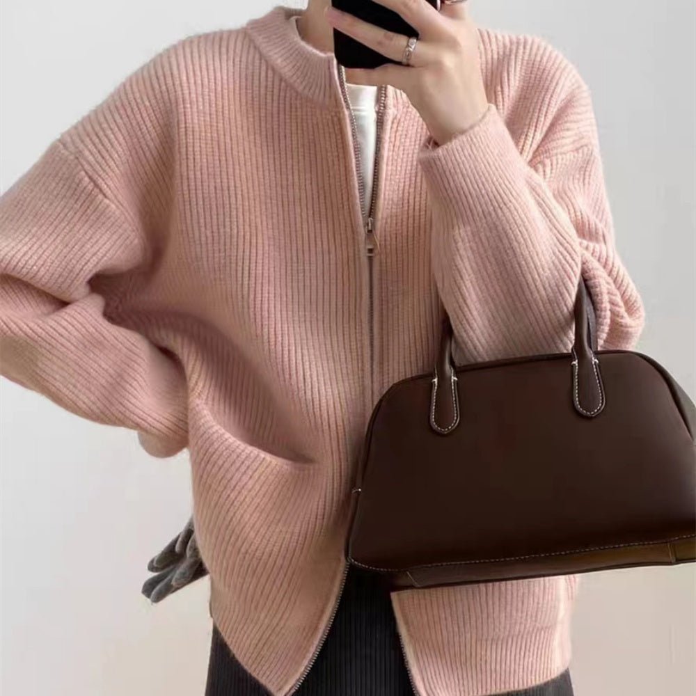 ダブルジッパーニットカーディガン｜オフィスカジュアル レディース