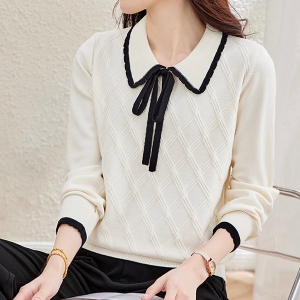 襟付きリボンニット｜オフィスカジュアル レディース 通販【ミレジェネ】