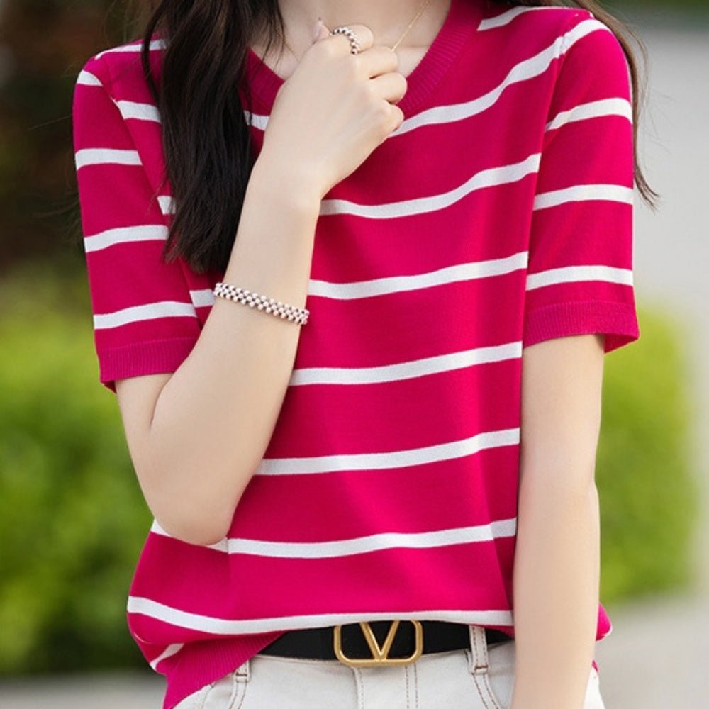 フレンチボーダー薄ニットトップス｜オフィスカジュアル レディース 通販【ミレジェネ】