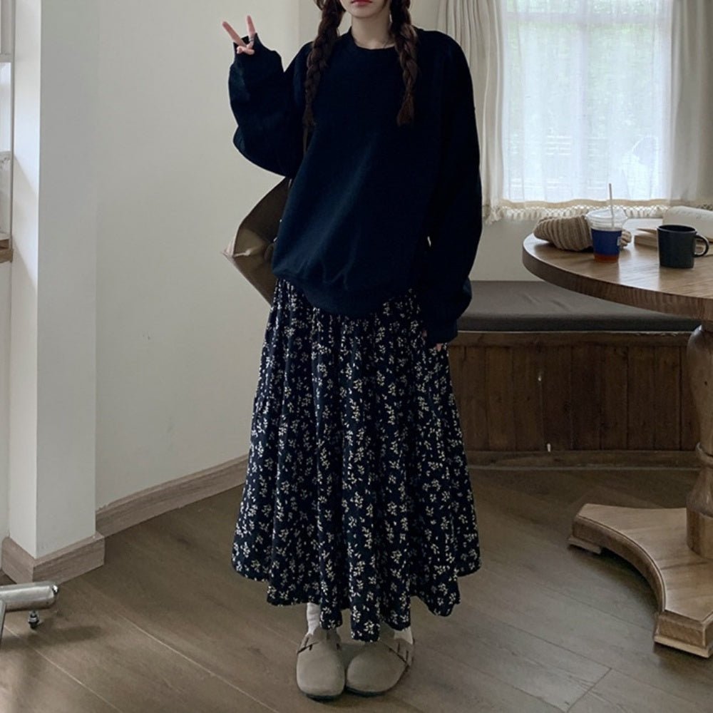 小花総柄ギャザーロングスカート｜オフィスカジュアル レディース 通販 Millennial Generation【ミレジェネ】