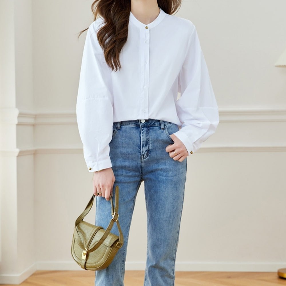 ラウンドネックゆったりシャツ｜オフィスカジュアル レディース 通販【ミレジェネ】