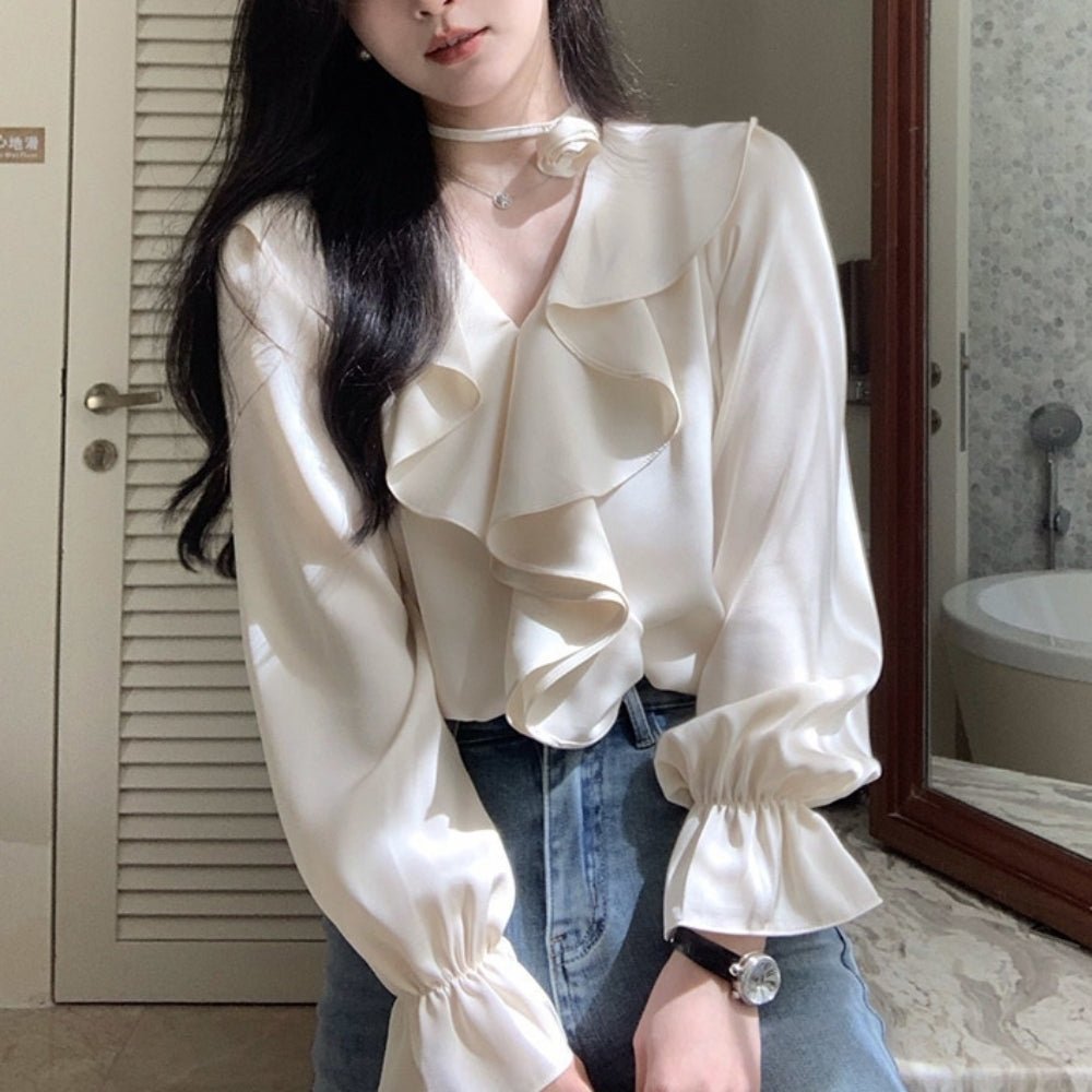 ラッフルフリルブラウス｜オフィスカジュアル レディース 通販【ミレジェネ】