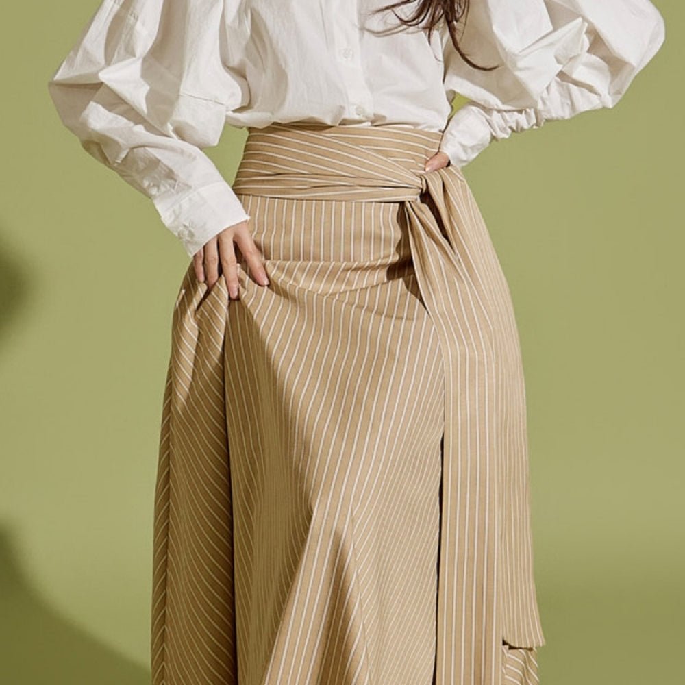 ストライプ柄ロングスカート