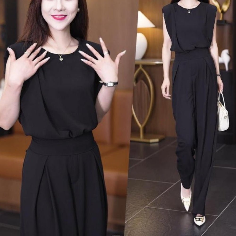 ノースリーブタックパンツセットアップ｜オフィスカジュアル