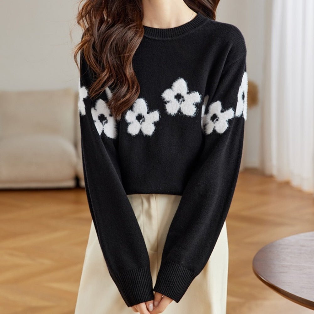 花柄配色ニット｜オフィスカジュアル レディース 通販【ミレジェネ】