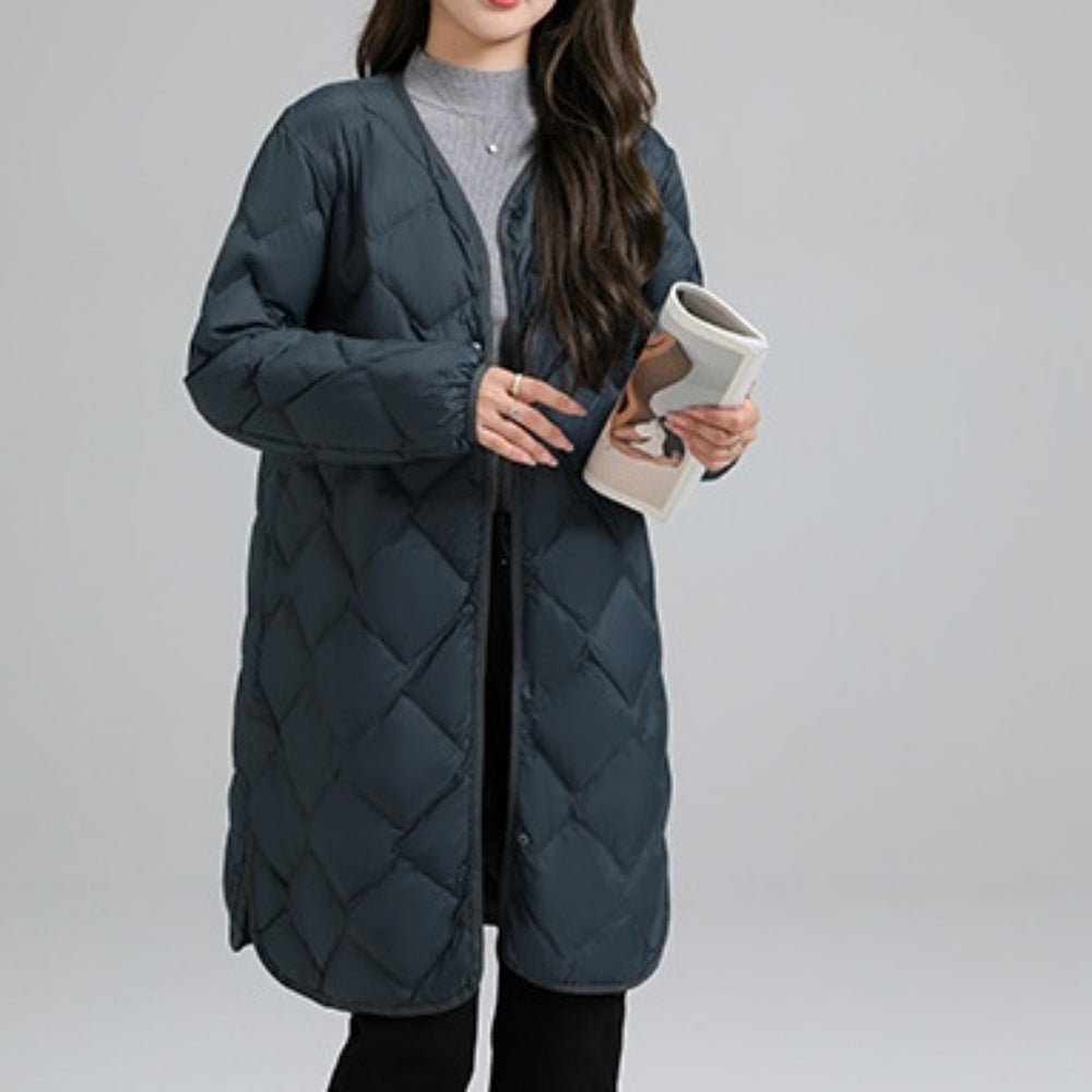 ラウンドネックミドル丈ダウンジャケット｜オフィスカジュアル レディース 通販【ミレジェネ】