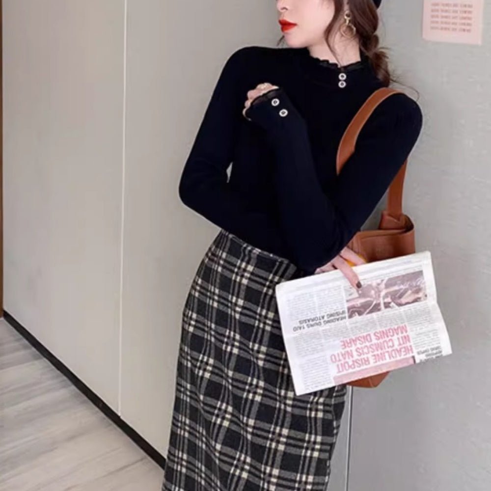 シアーフリルトリムリブニット｜オフィスカジュアル レディース 通販【ミレジェネ】