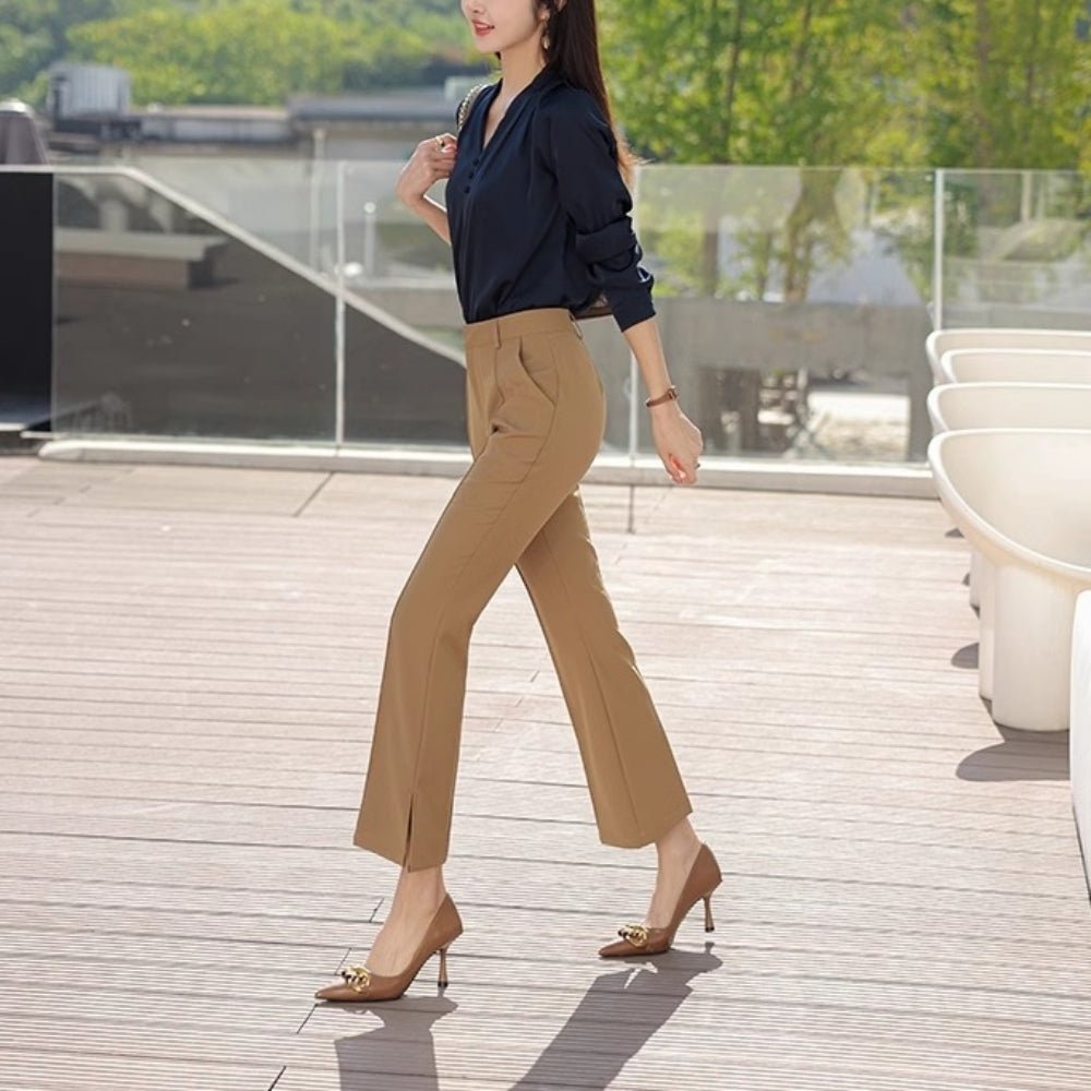 サイドスリット入りフレアパンツ｜オフィスカジュアル レディース 通販【ミレジェネ】