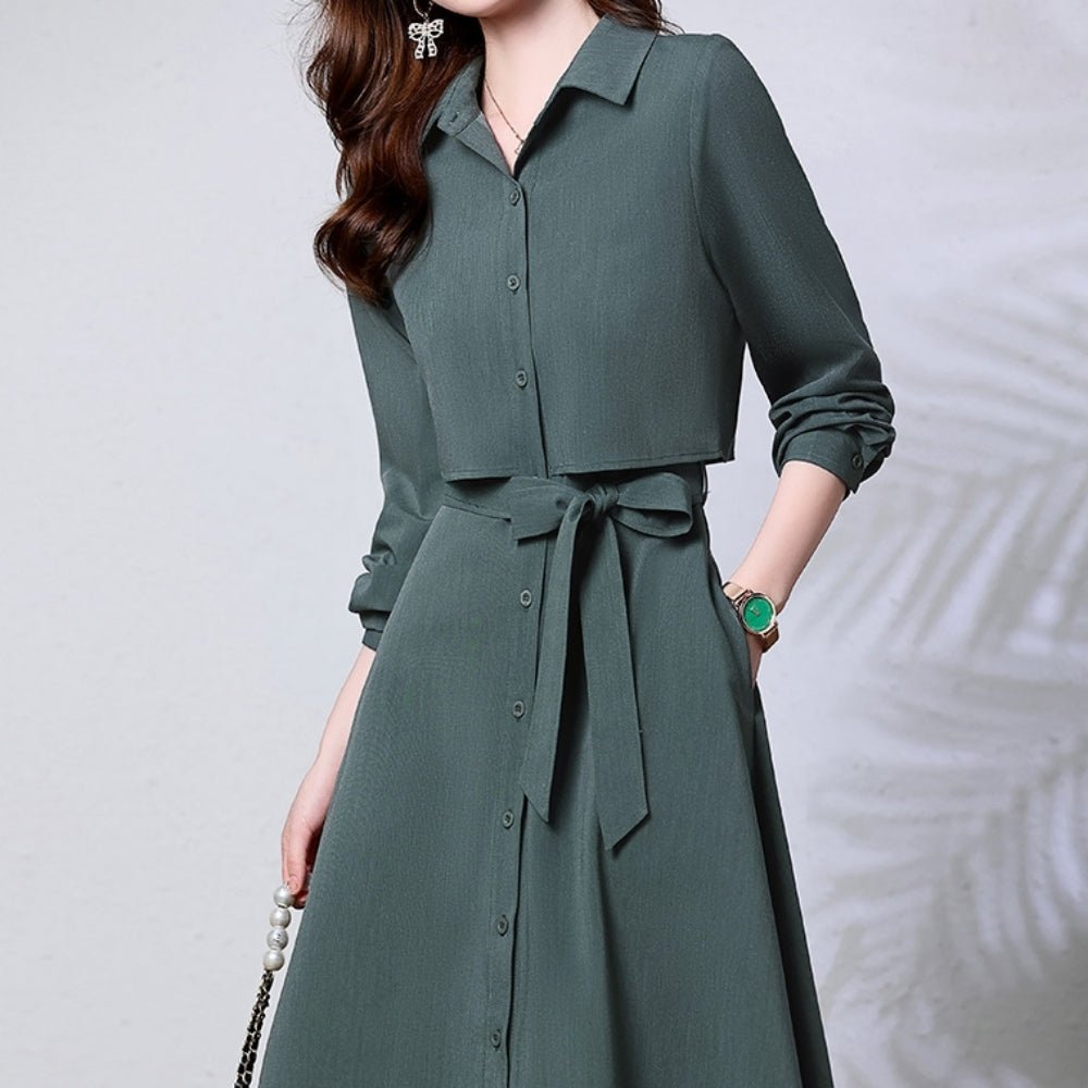 レギュラーカラーブラウスワンピース｜オフィスカジュアル レディース 通販【ミレジェネ】