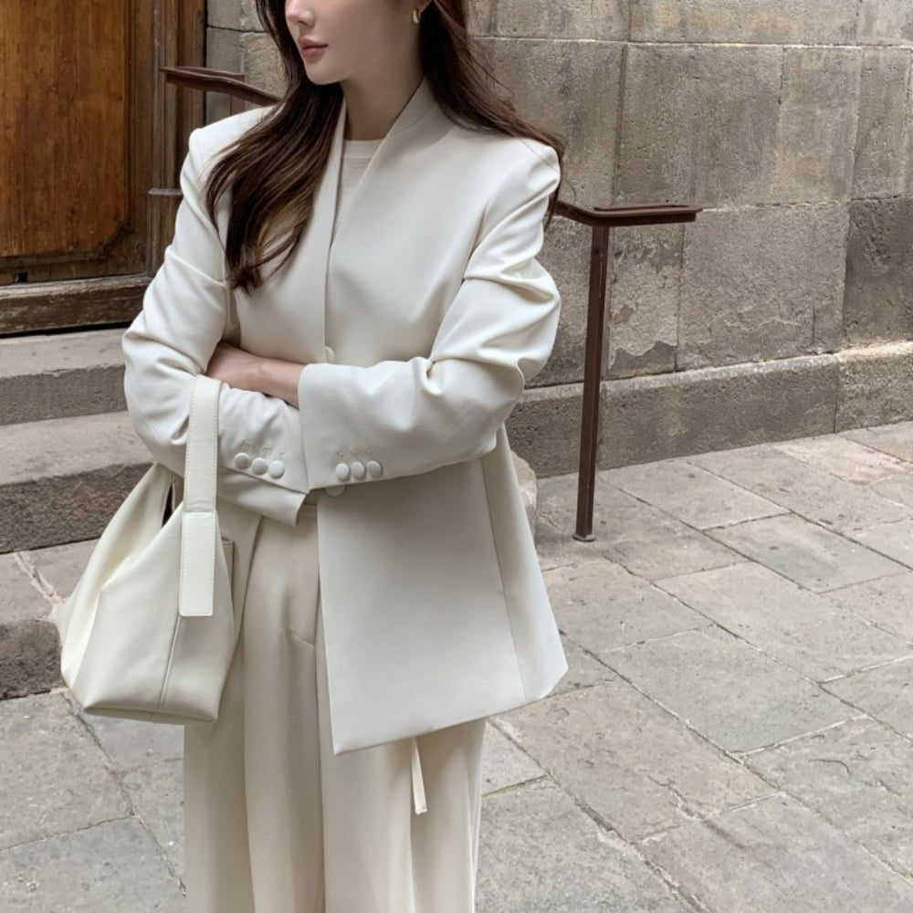 シンプルＶネックジャケット｜オフィスカジュアル レディース 通販【ミレジェネ】