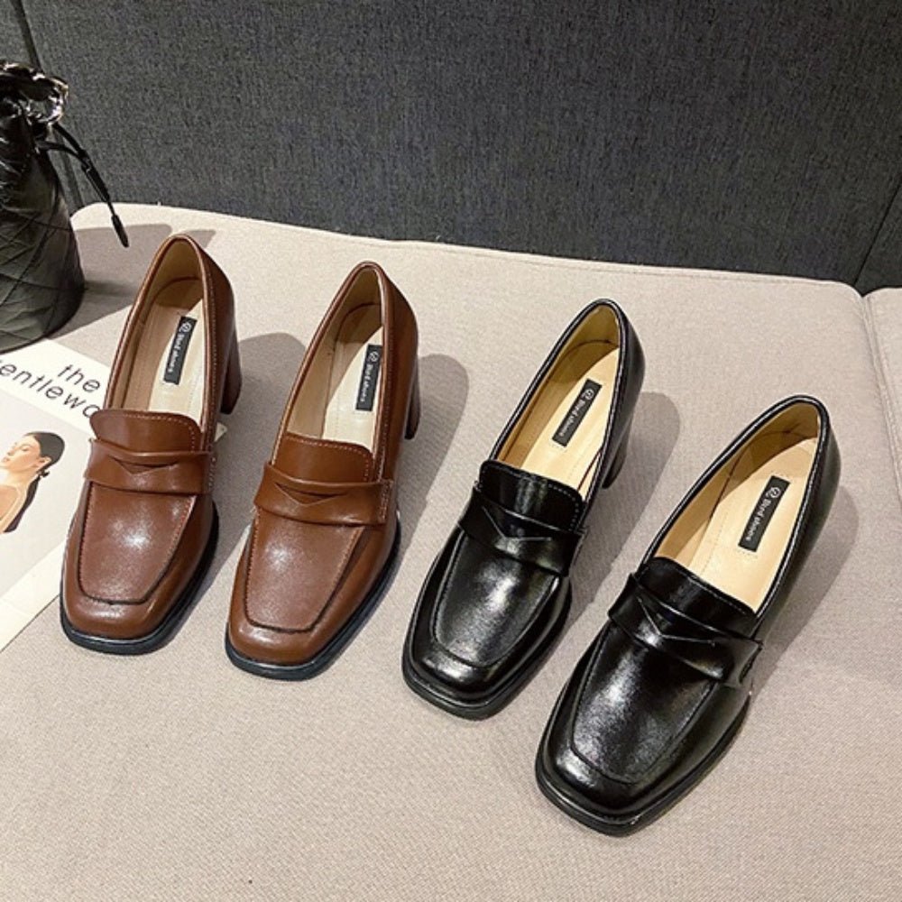 スクエアトゥヒールローファー｜オフィスカジュアル レディース 通販