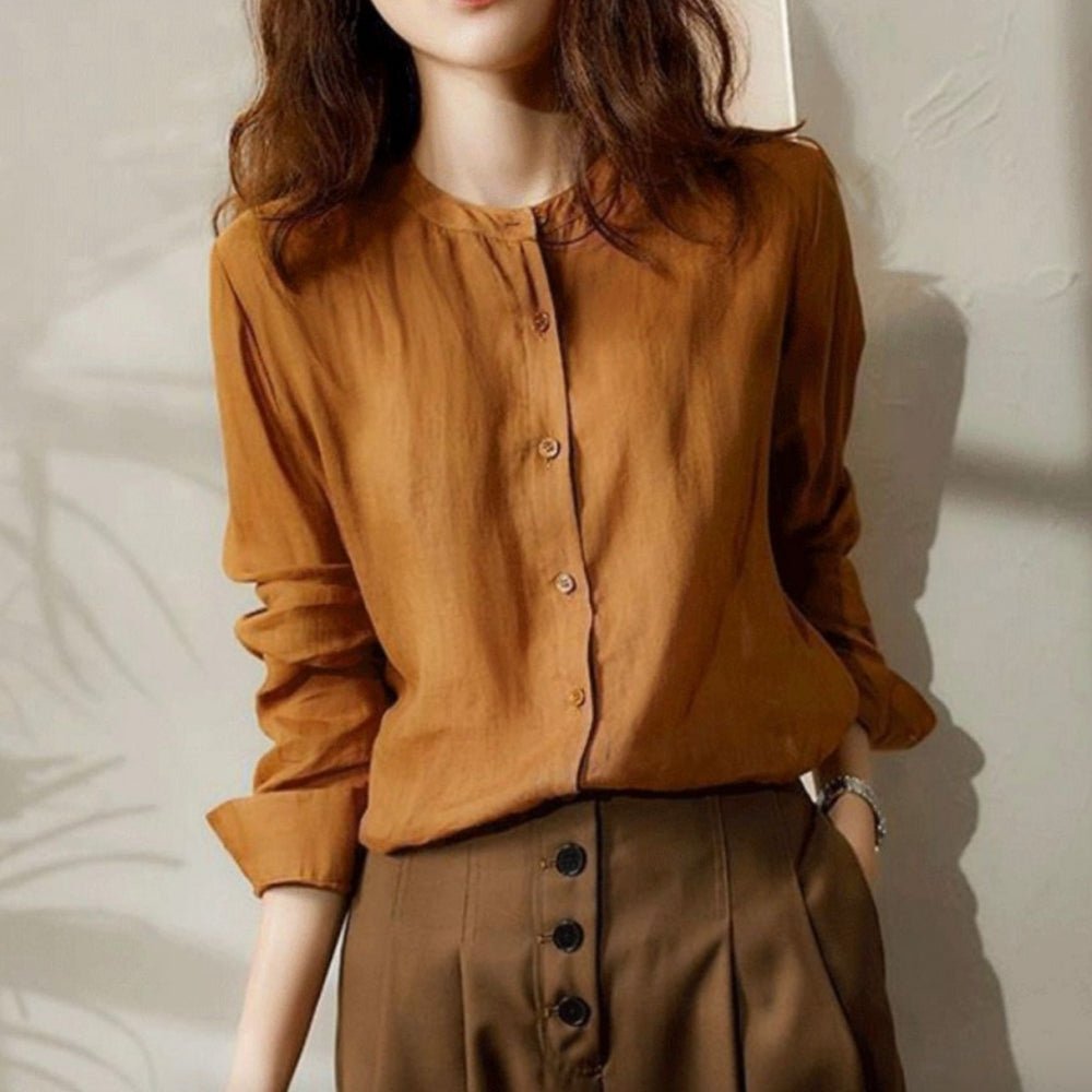 ラウンドネックソフトブラウス｜オフィスカジュアル レディース 通販【ミレジェネ】