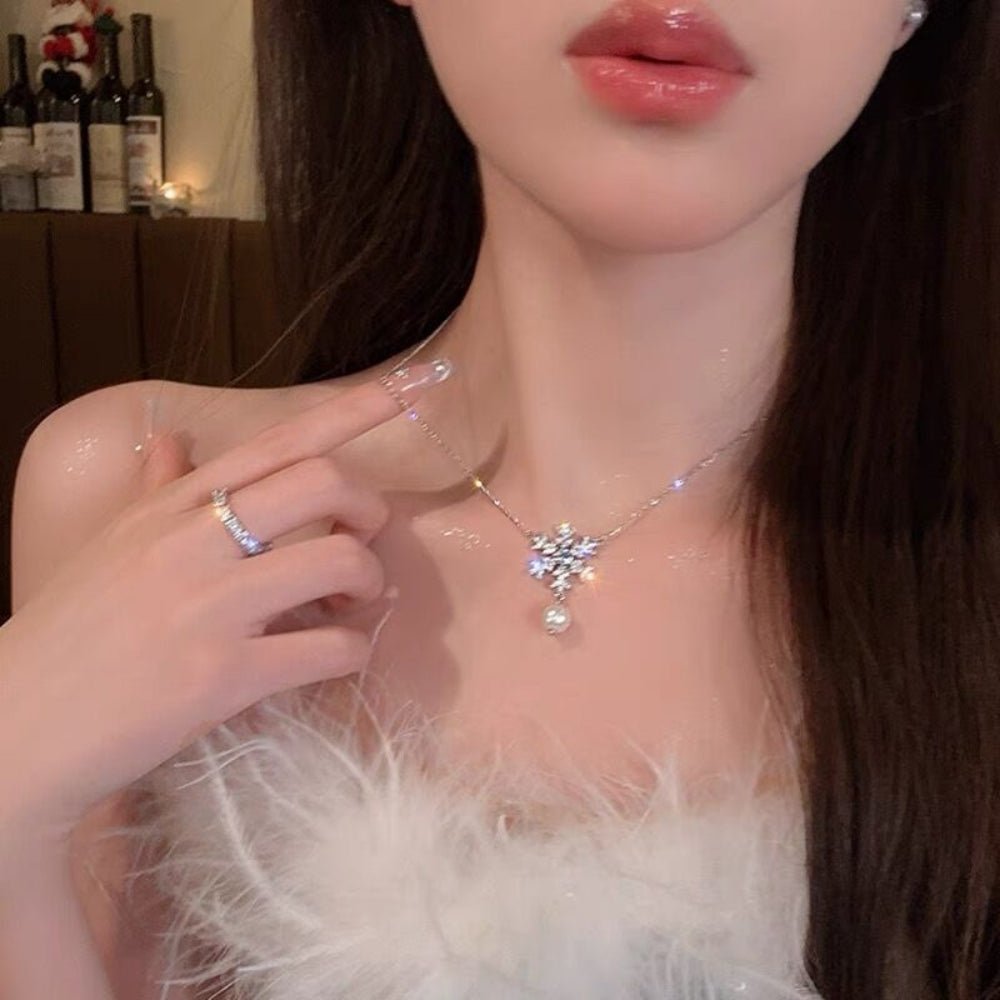 スノーフレークドロップパールネックレス｜オフィスカジュアル レディース 通販【ミレジェネ】