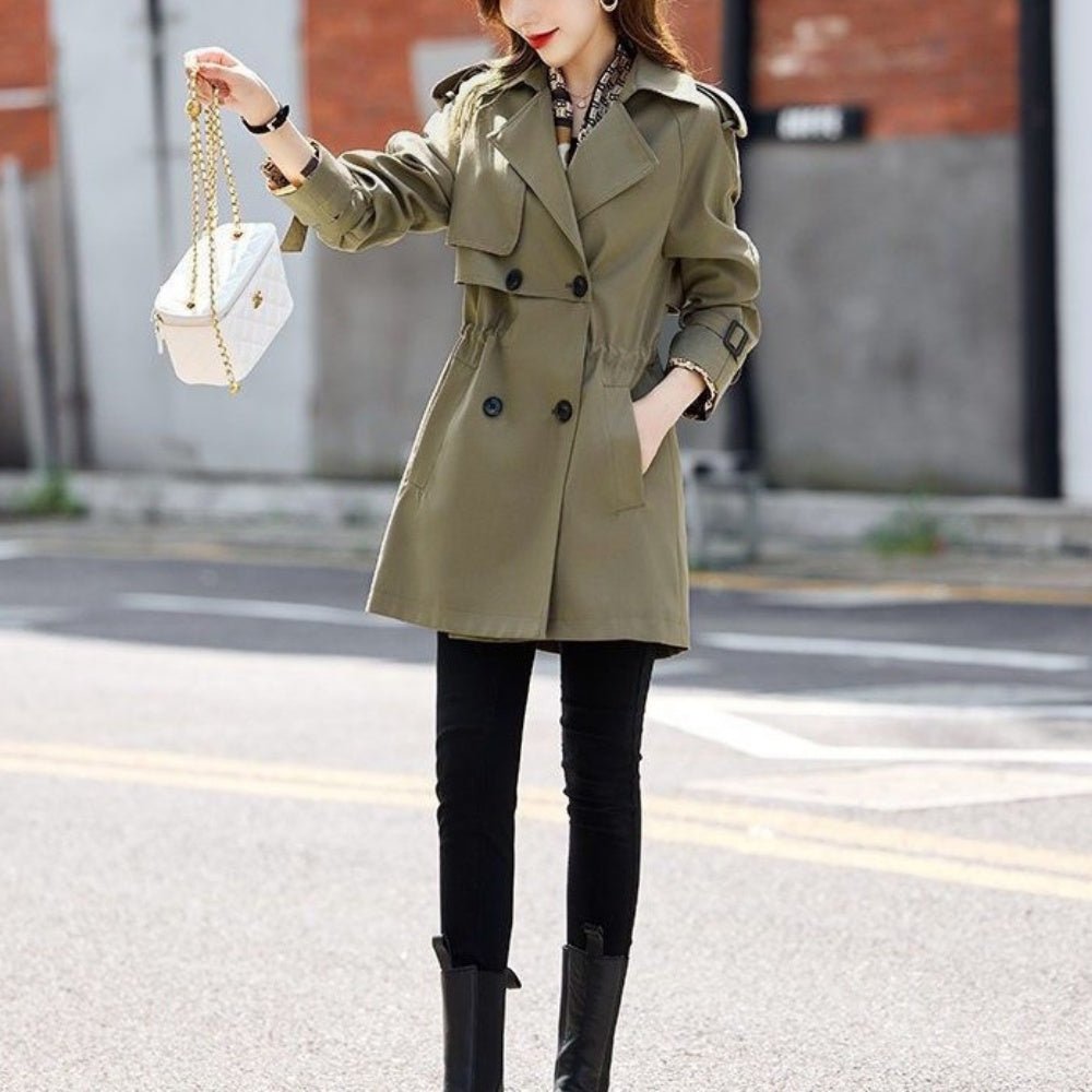 【美品】ドレスレイブトレンチコート　オフィスコート　通勤コート　キレイ系コート 美品】ドレスレイブトレンチコート オフィスコート 通勤コート