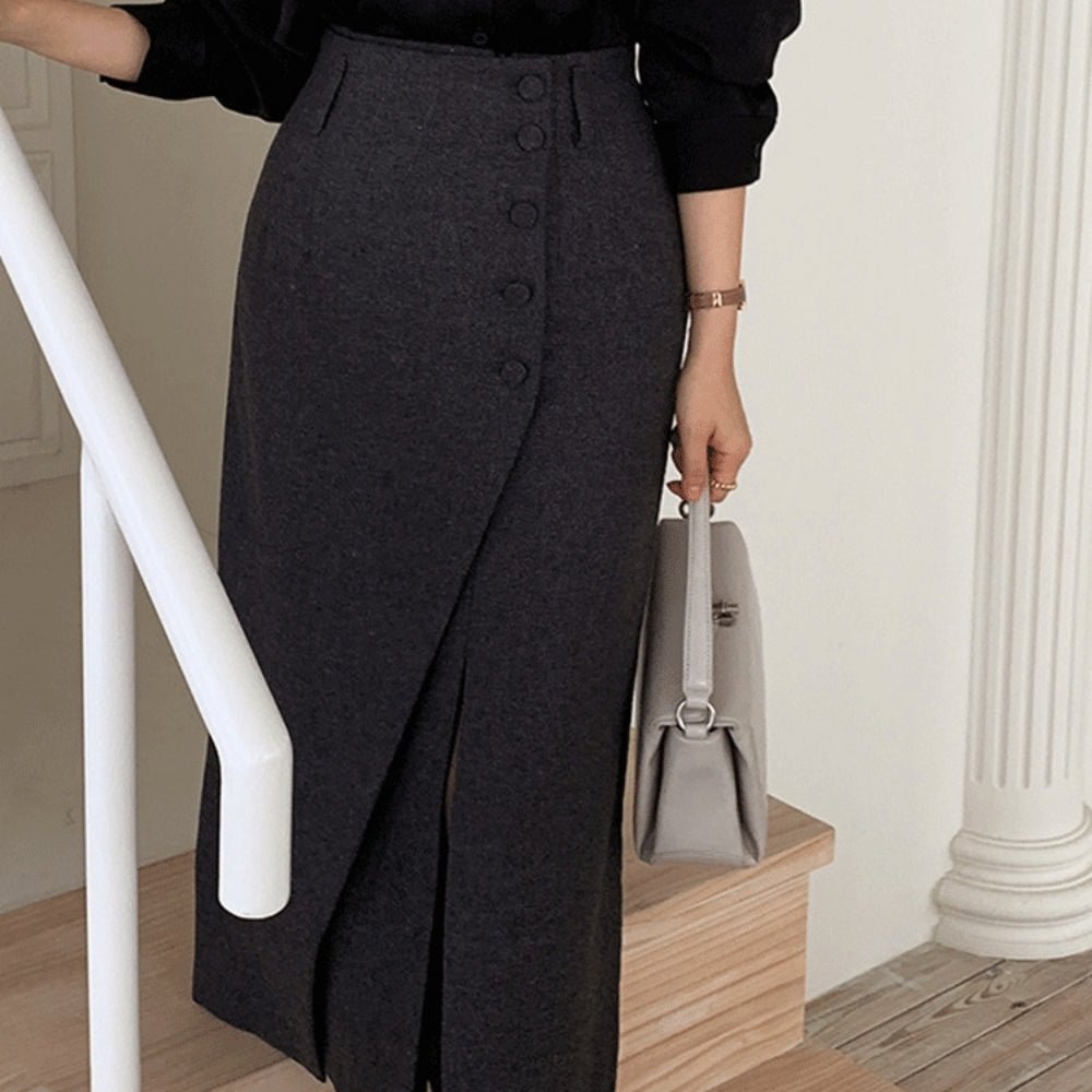 フロントスリットウールスカート｜オフィスカジュアル レディース 通販【ミレジェネ】