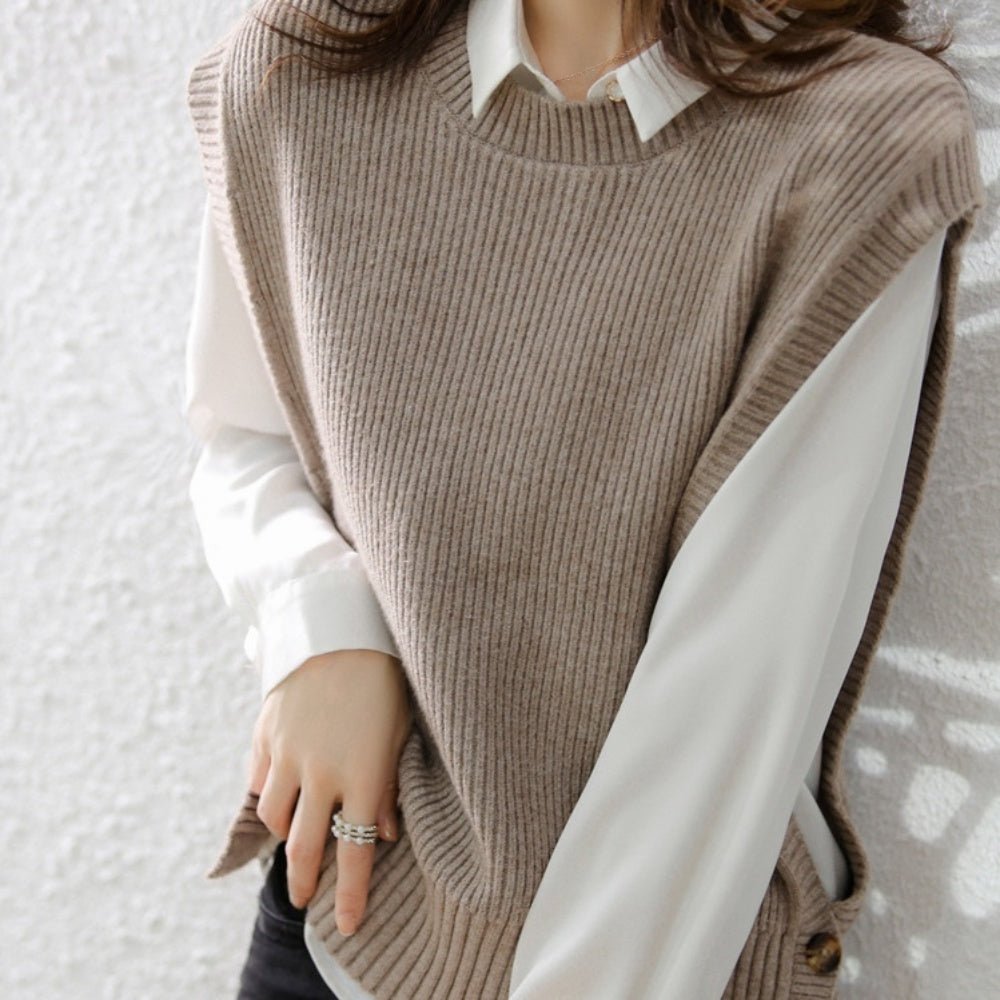 ラウンドネックニットベスト｜オフィスカジュアル レディース 通販