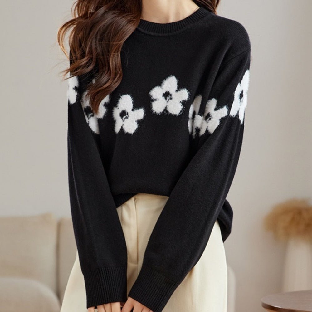 花柄配色ニット｜オフィスカジュアル レディース 通販【ミレジェネ】