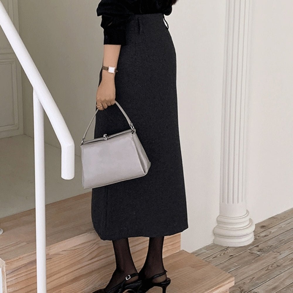 フロントスリットウールスカート｜オフィスカジュアル レディース 通販【ミレジェネ】