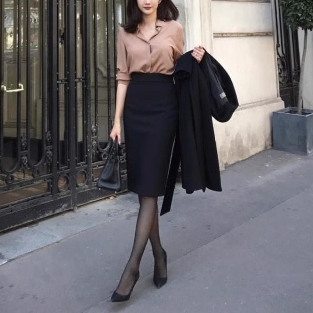 膝丈ベーシックタイトスカート｜オフィスカジュアル レディース 通販【ミレジェネ】