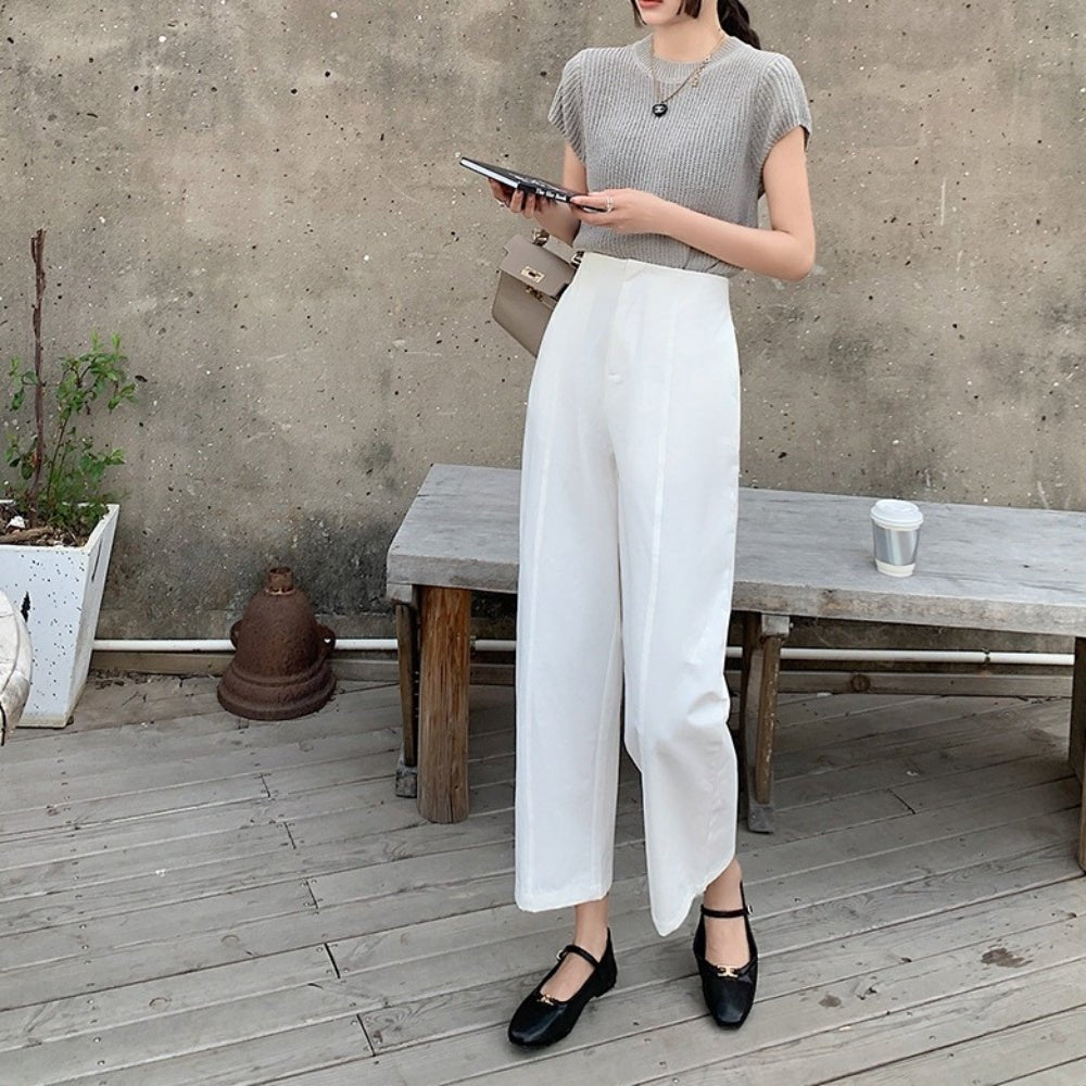 ハイウエストクロップドストレートパンツ｜オフィスカジュアル レディース 通販 Millennial Generation【ミレジェネ】