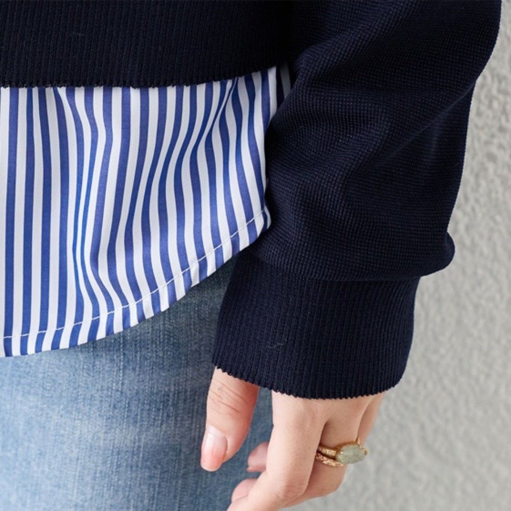 nagonstansストライプ レイヤードデザイン トップス ワンショルダー レイヤードデザイントップス FD24S405【Fano