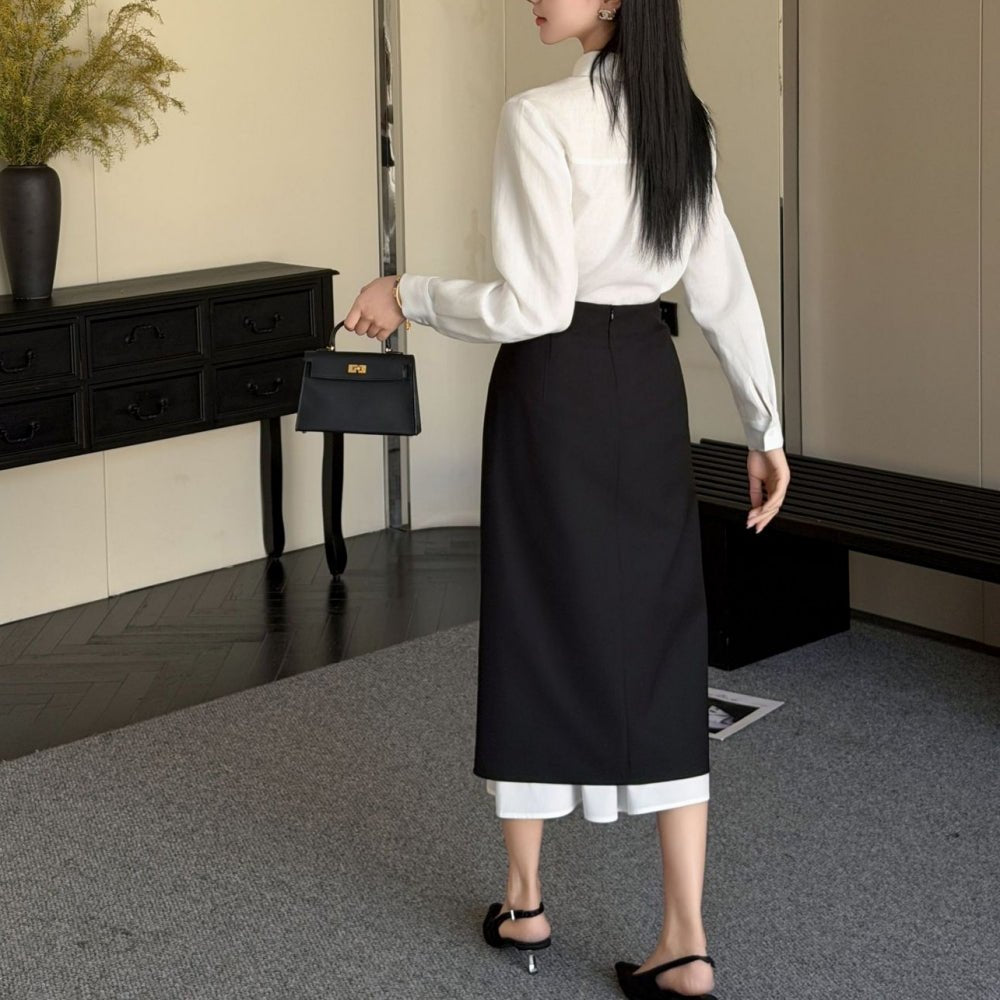 レイヤースリットミディスカート｜オフィスカジュアル レディース 通販【ミレジェネ】