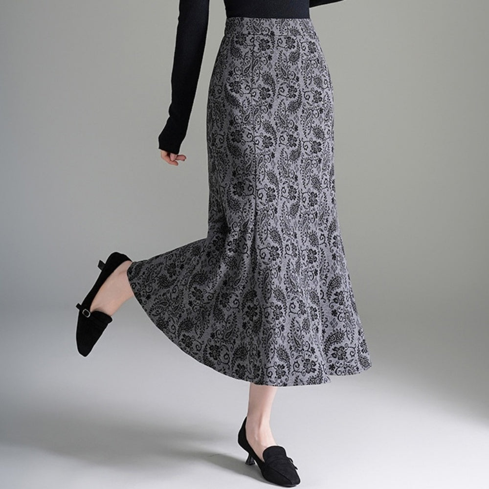 フラワープリントマーメイドスカート｜オフィスカジュアル レディース 通販【ミレジェネ】