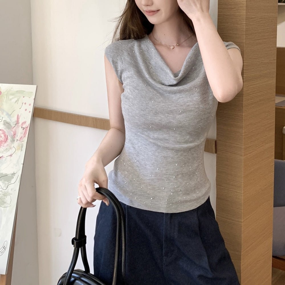 ストーン装飾カウルネックニットトップス｜オフィスカジュアル レディース 通販【ミレジェネ】