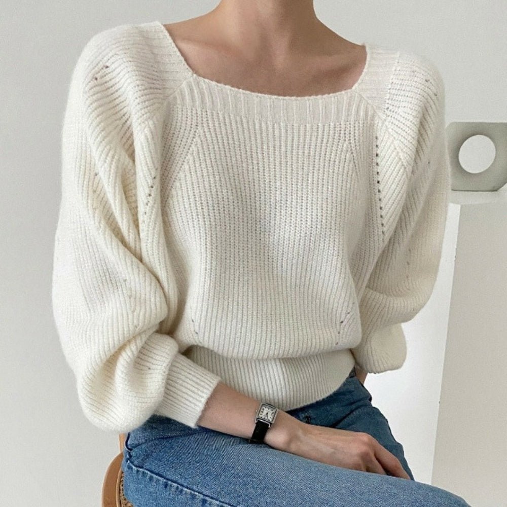 スクエアネックゆったりニットトップス｜オフィスカジュアル レディース 通販【ミレジェネ】