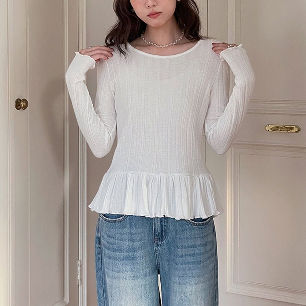 裾フリルカットソートップス｜オフィスカジュアル レディース 通販【ミレジェネ】