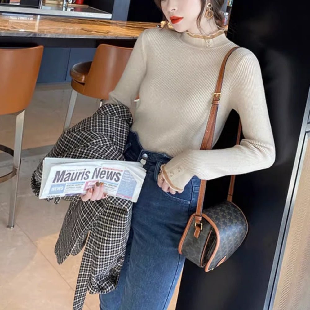 シアーフリルトリムリブニット｜オフィスカジュアル レディース 通販【ミレジェネ】